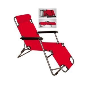 Πτυσσόμενη καρέκλα - ξαπλώστρα παραλίας - 1236 - 270942 - Red