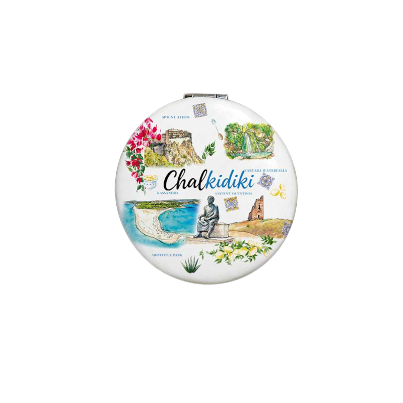 Καθρέπτης τσέπης Souvenir - Σετ 12pcs - Chalkidiki - 7*7*3cm - 871820