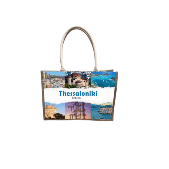 Τουριστική τσάντα λινή με κουμπί - Thessaloniki - 36*25*16cm - 871885