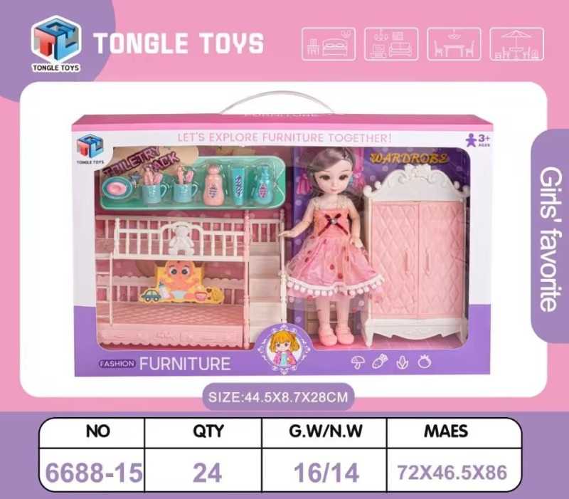 Σετ κούκλα με έπιπλα & αξεσουάρ - 6688-15DIY - 232543