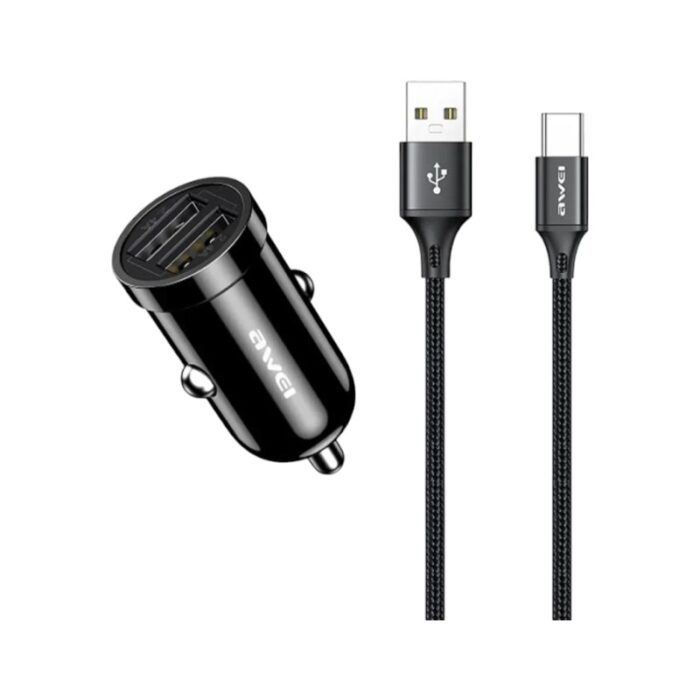 Φορτιστής αναπτήρα αυτοκινήτου Quick Charger με καλώδιο φόρτισης TypeC - C-826T - AWEI - 099691