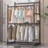 Μεταλλική κρεμάστρα δαπέδου διπλή - 100cm - 8677Y-N - Black - 421519