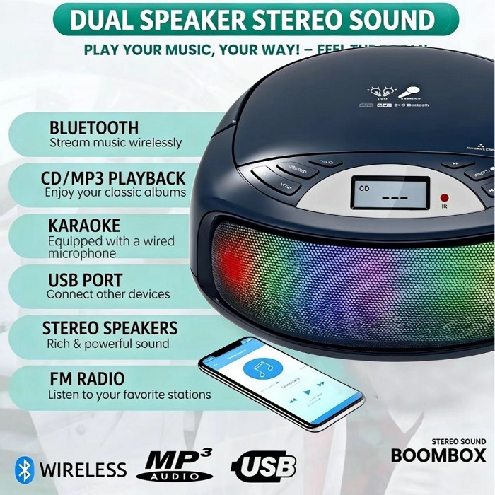 CD Player με Bluetooth & μικρόφωνο Karaoke - CD-P3032 - 730328