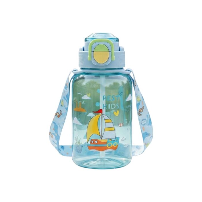Παιδικό παγούρι πλαστικό με καλαμάκι - 600ml - 413241 - Blue