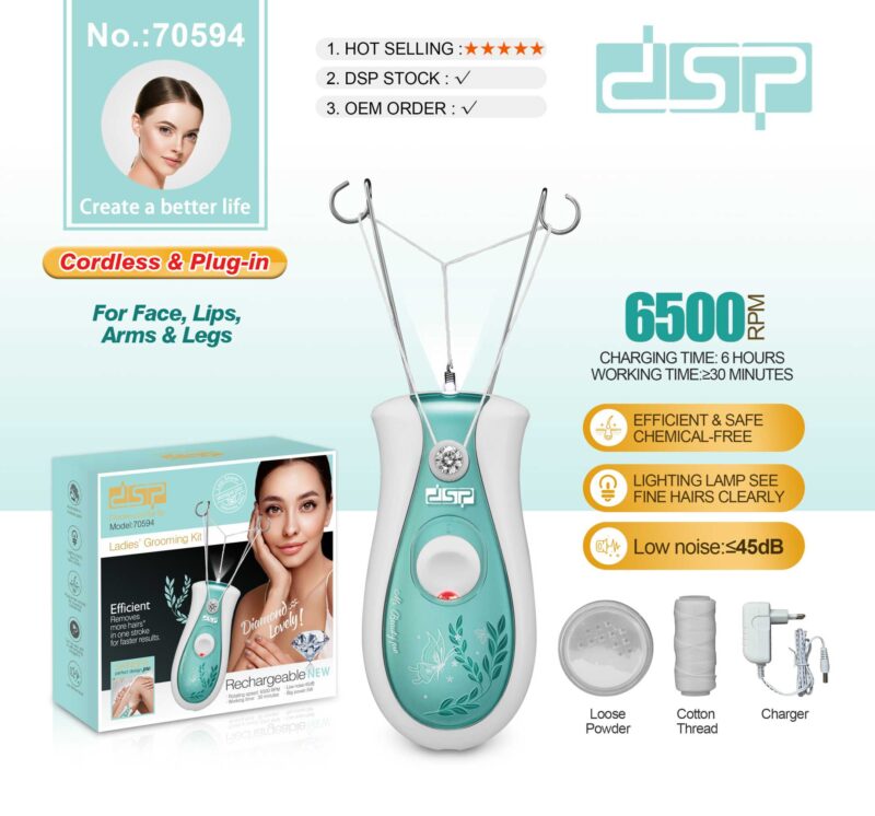 1c413056fcf17a8702dd538f9c1b90c0 Επαναφορτιζόμενη συσκευή αποτρίχωσης προσώπου-σώματος με κλωστή - 70594 - DSP - 350242