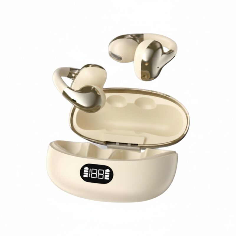 260076-1 Ασύρματα ακουστικά Bluetooth Open-Ear με θήκη φόρτισης - KMS-E07 - 260076 - Beige