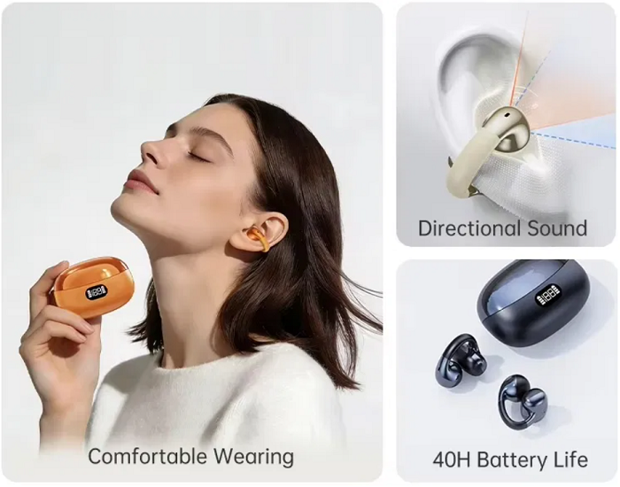 260076 Ασύρματα ακουστικά Bluetooth Open-Ear με θήκη φόρτισης - KMS-E07 - 260076 - Beige