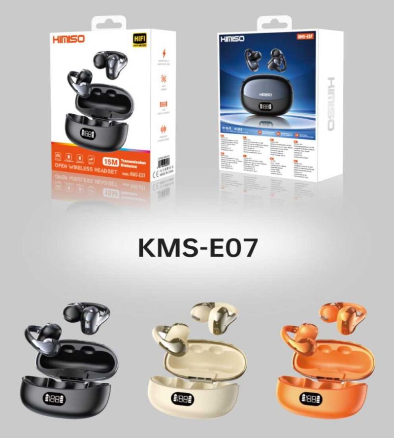 db545751090ffcd0f456fb2db89da1f7 Ασύρματα ακουστικά Bluetooth Open-Ear με θήκη φόρτισης - KMS-E07 - 260076 - Beige